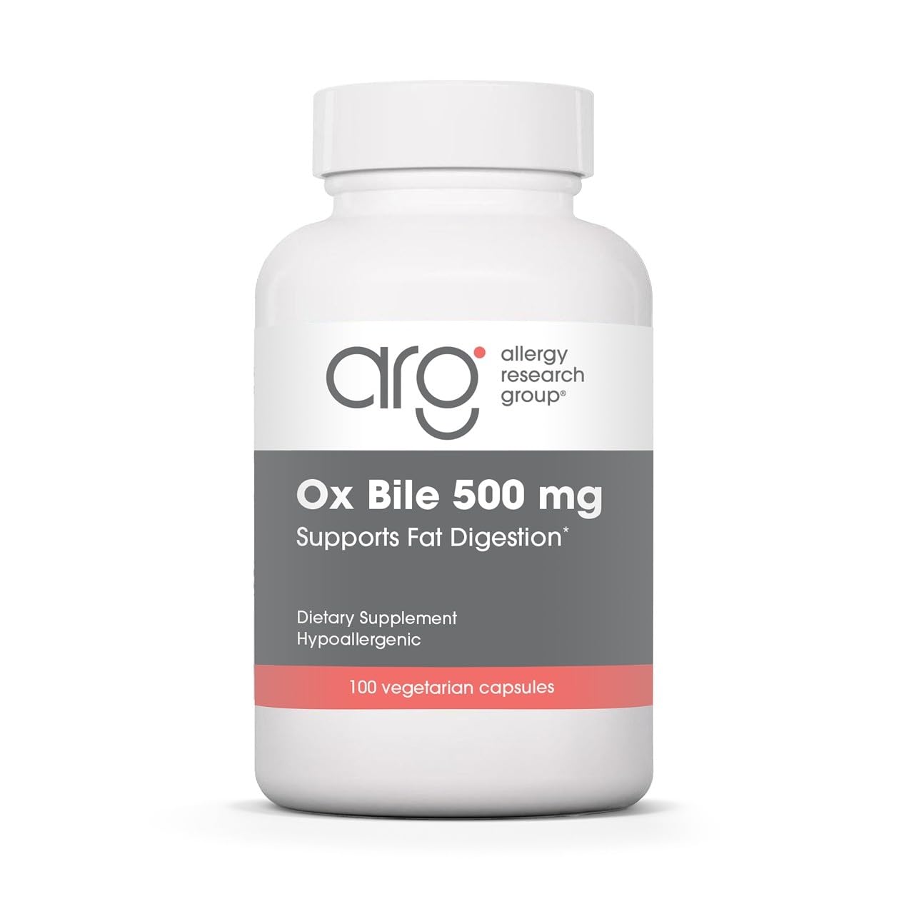 Allergy Research Group envase ARG Ox Bile frontal muestra 500 mg por porción y presentación clara