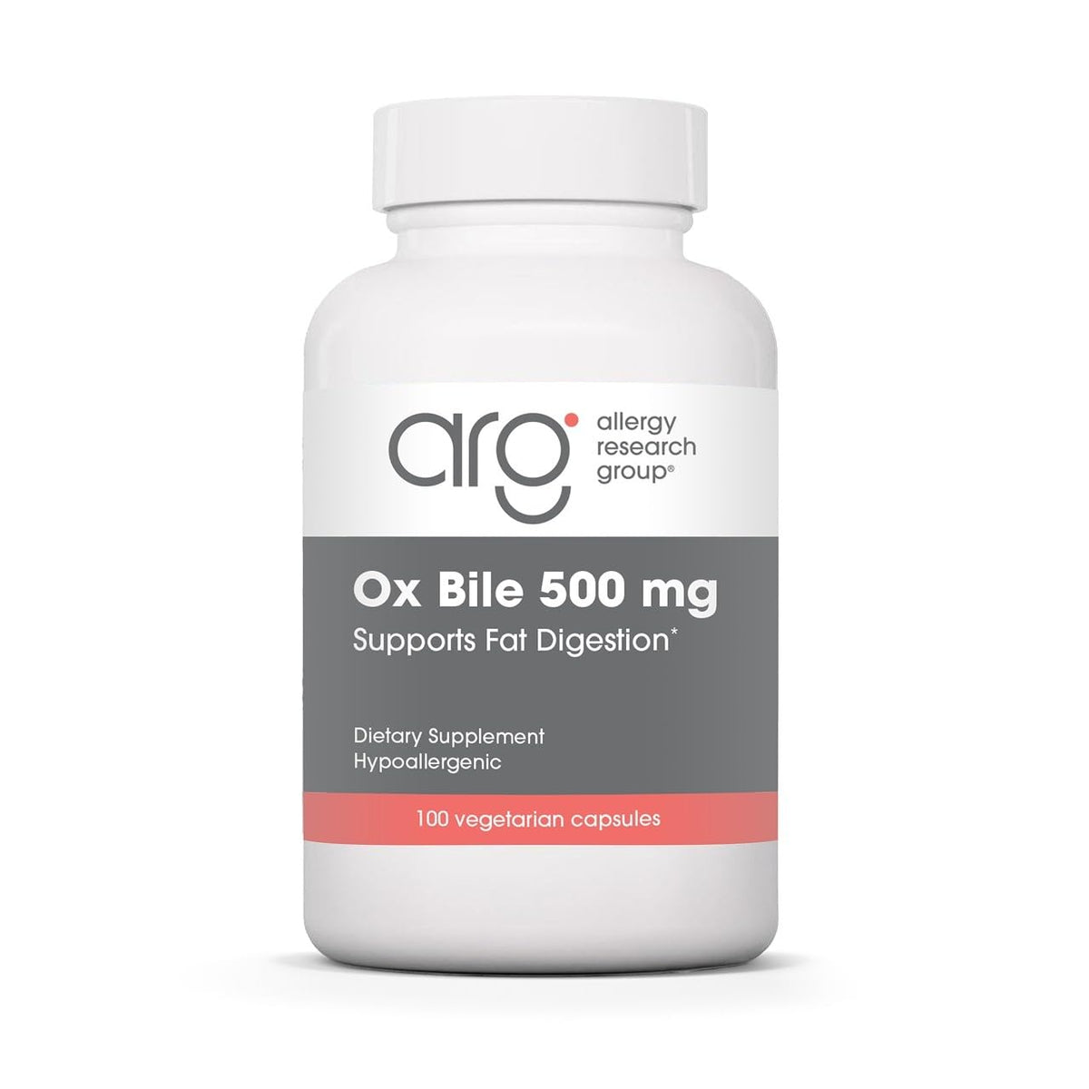 Allergy Research Group envase ARG Ox Bile frontal muestra 500 mg por porción y presentación clara