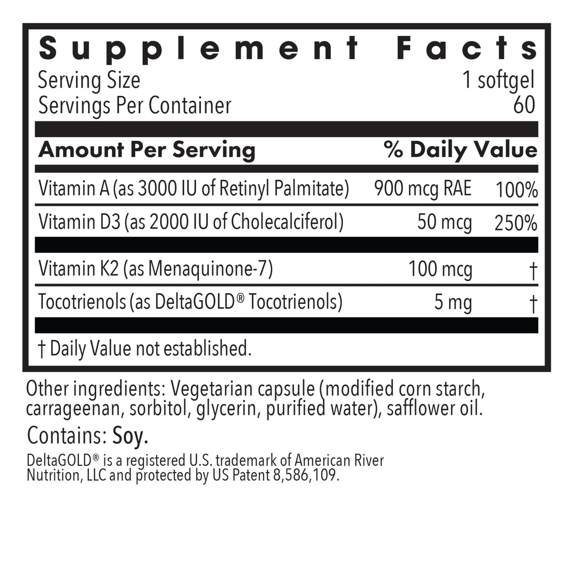 Allergy Research Group etiqueta detalle con información de vitaminas y ventajas