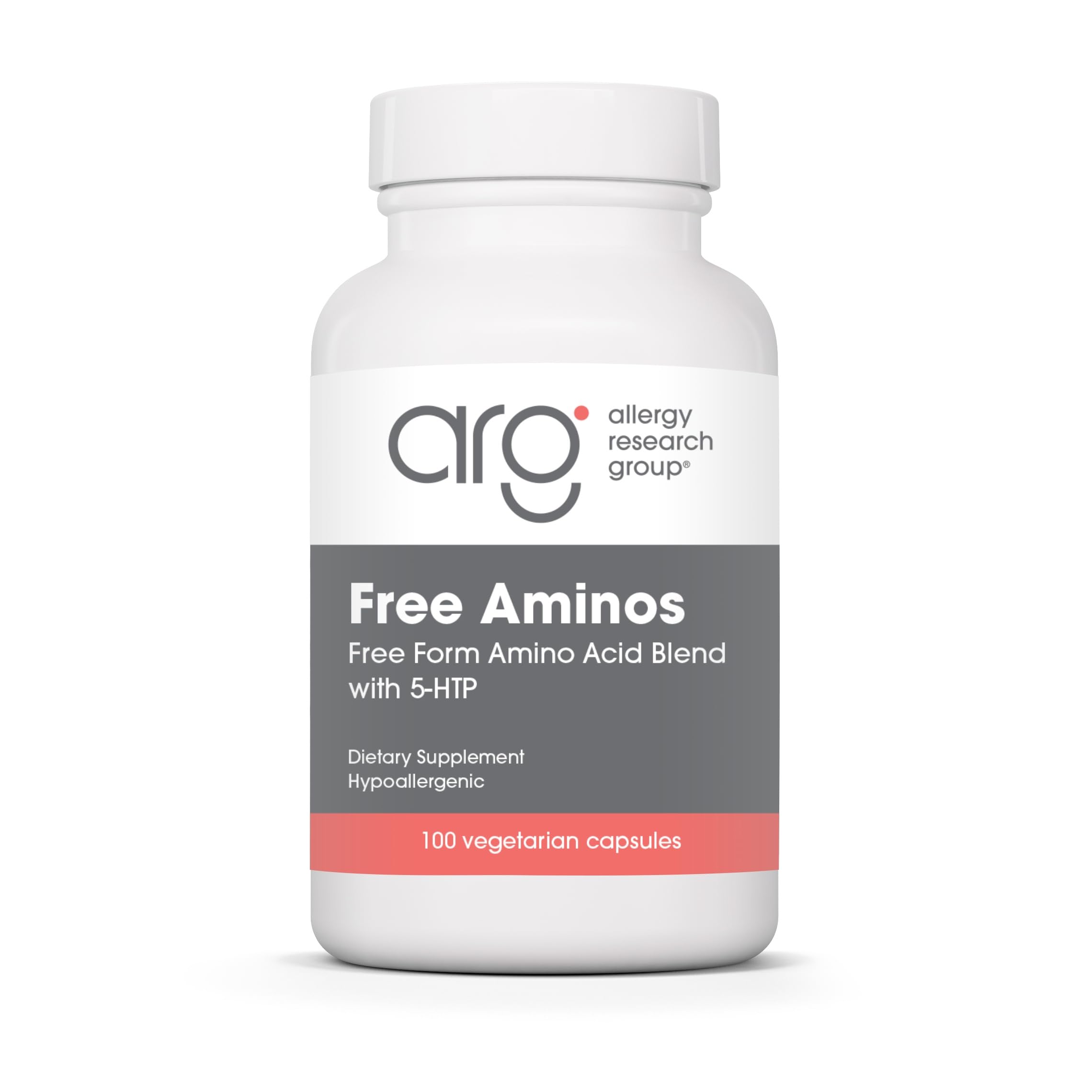 Allergy Research Group frasco ARG Free Aminos mostrando envase y beneficios