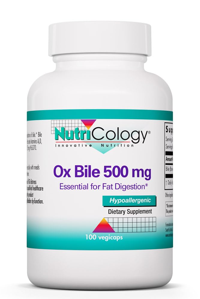 Allergy Research Group NutriCology Ox Bile vista frontal del envase y etiqueta clara