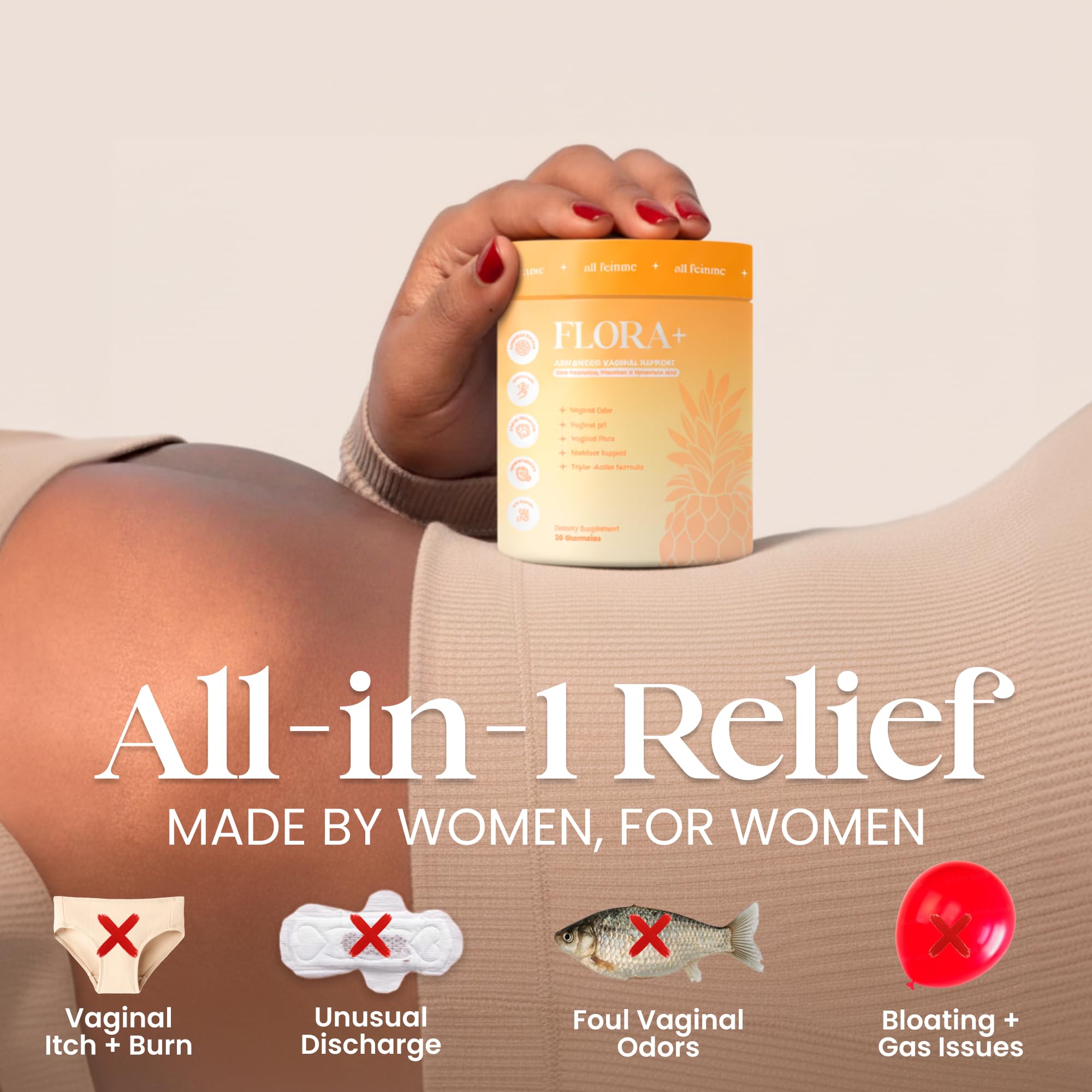 ALLFEMME gominola individual resaltando sabor piña y consumo fácil