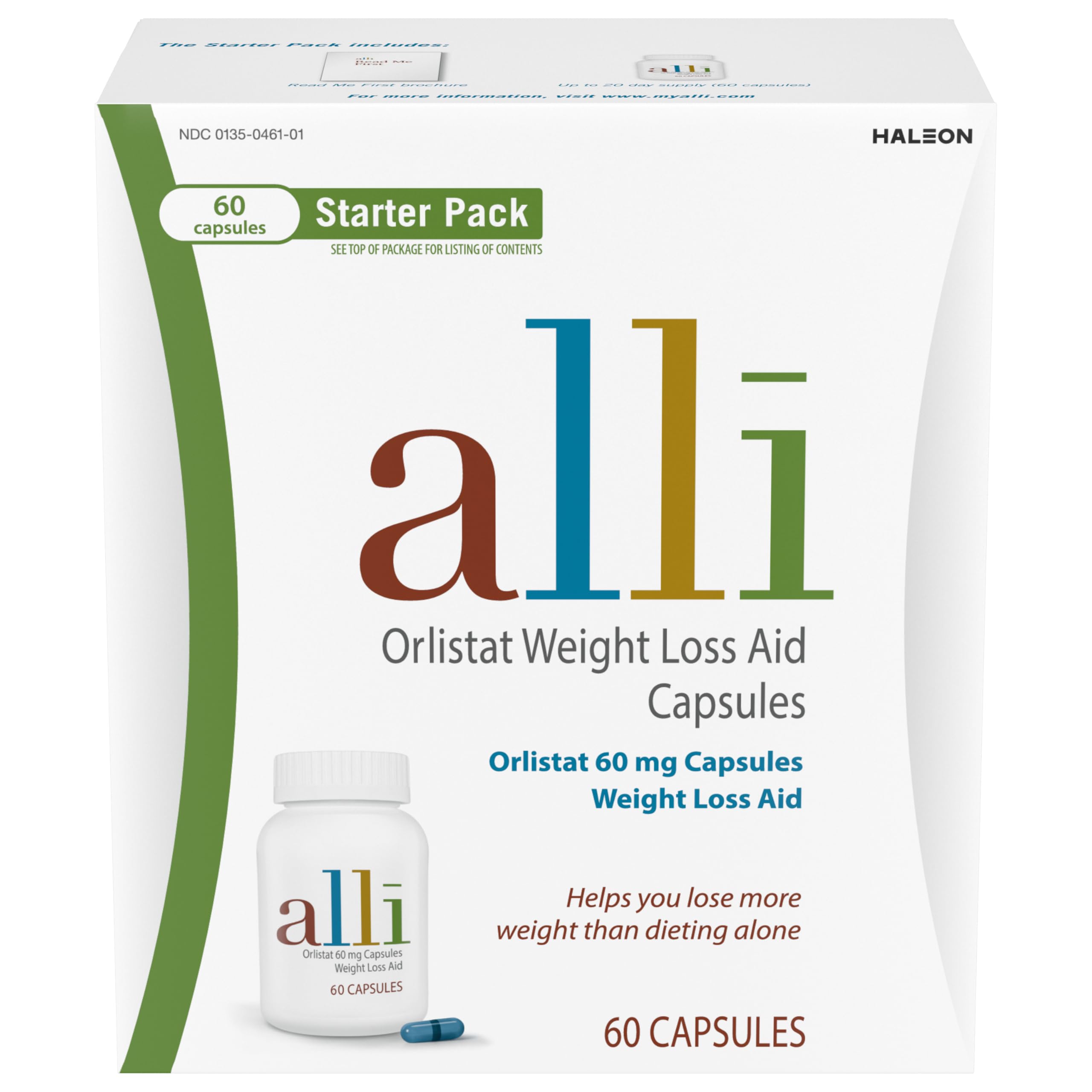 alli pack inicial frente mostrando caja y cápsulas, apoyo para control de peso