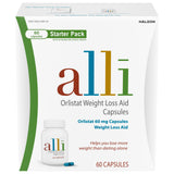 alli pack inicial frente mostrando caja y cápsulas, apoyo para control de peso