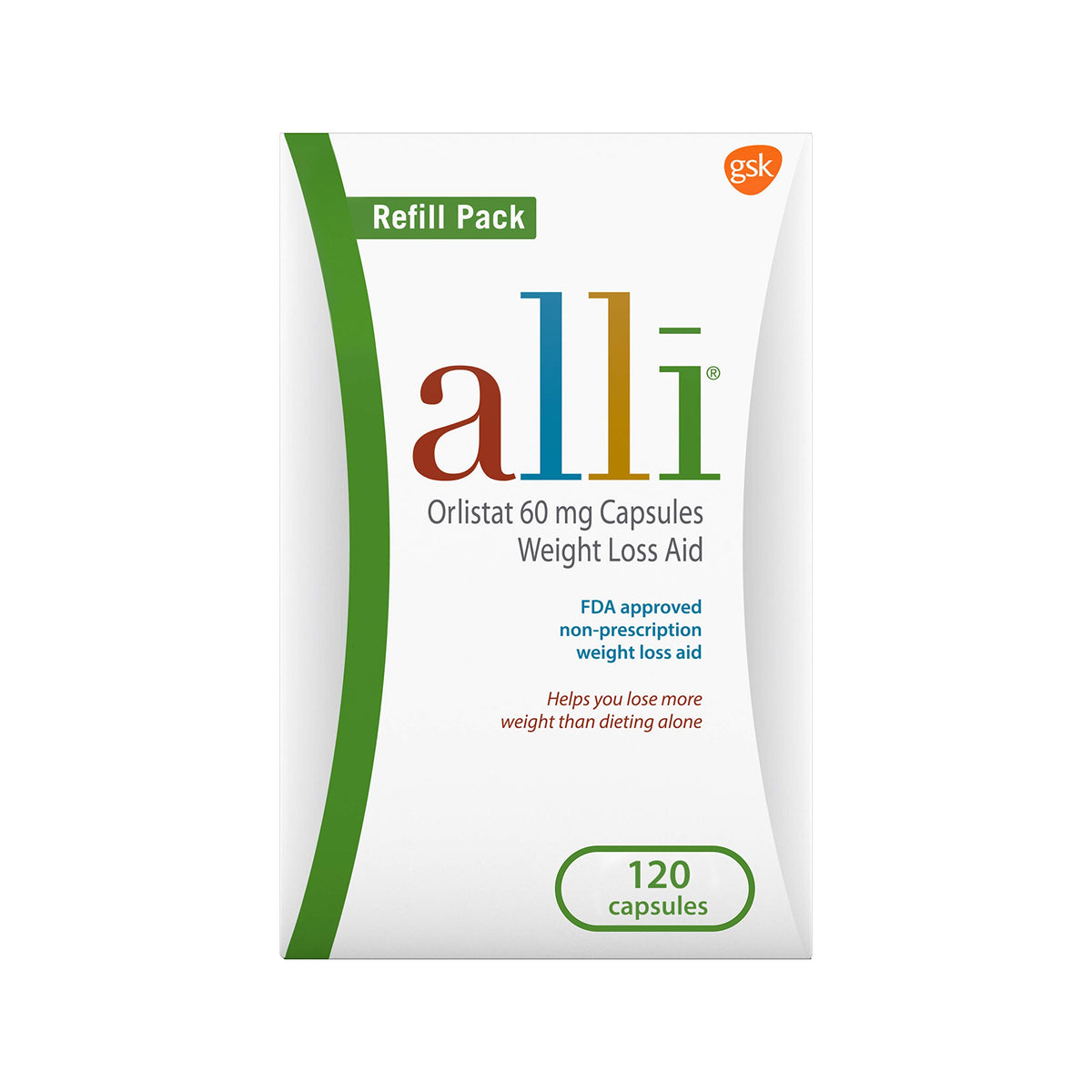 alli envase frontal mostrando el pack de recarga y beneficios