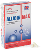 ALLICINMAX envase frontal mostrando 30 cápsulas veg y claridad de ingredientes