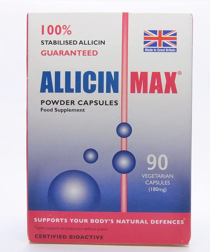 ALLICINMAX frontal del envase mostrando etiqueta clara y beneficios