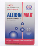 ALLICINMAX frontal del envase mostrando etiqueta clara y beneficios