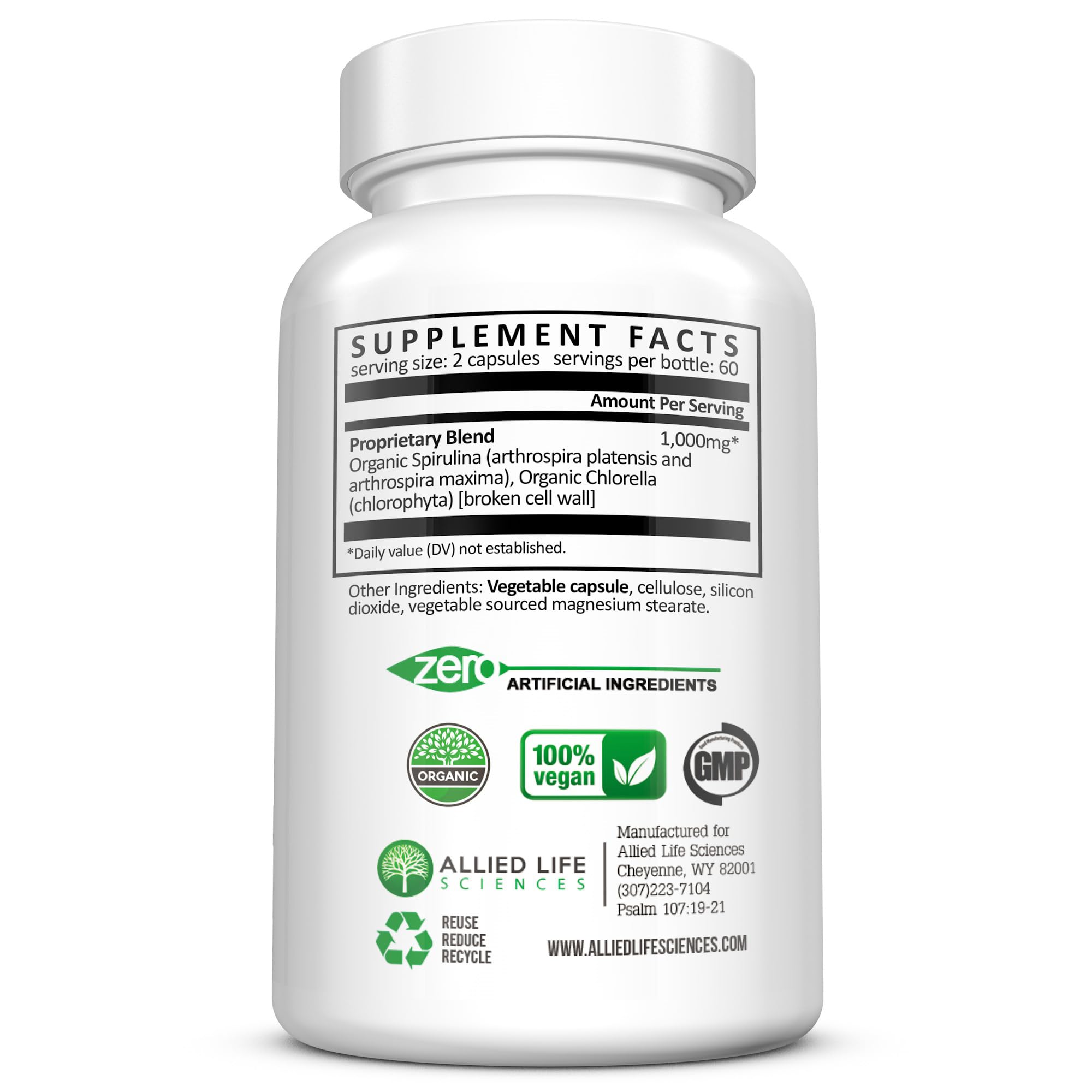 Allied Life polvo de spirulina y chlorella para apreciar color y pureza