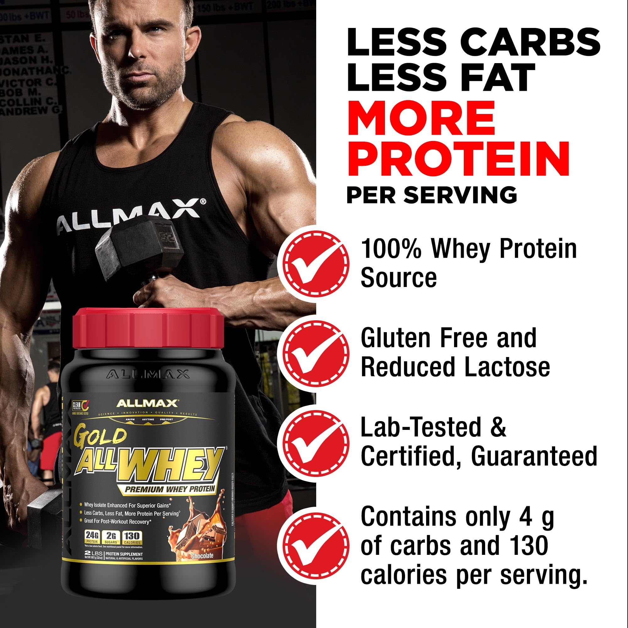 ALLMAX textura del polvo AllWhey Gold cercana para mezcla fácil