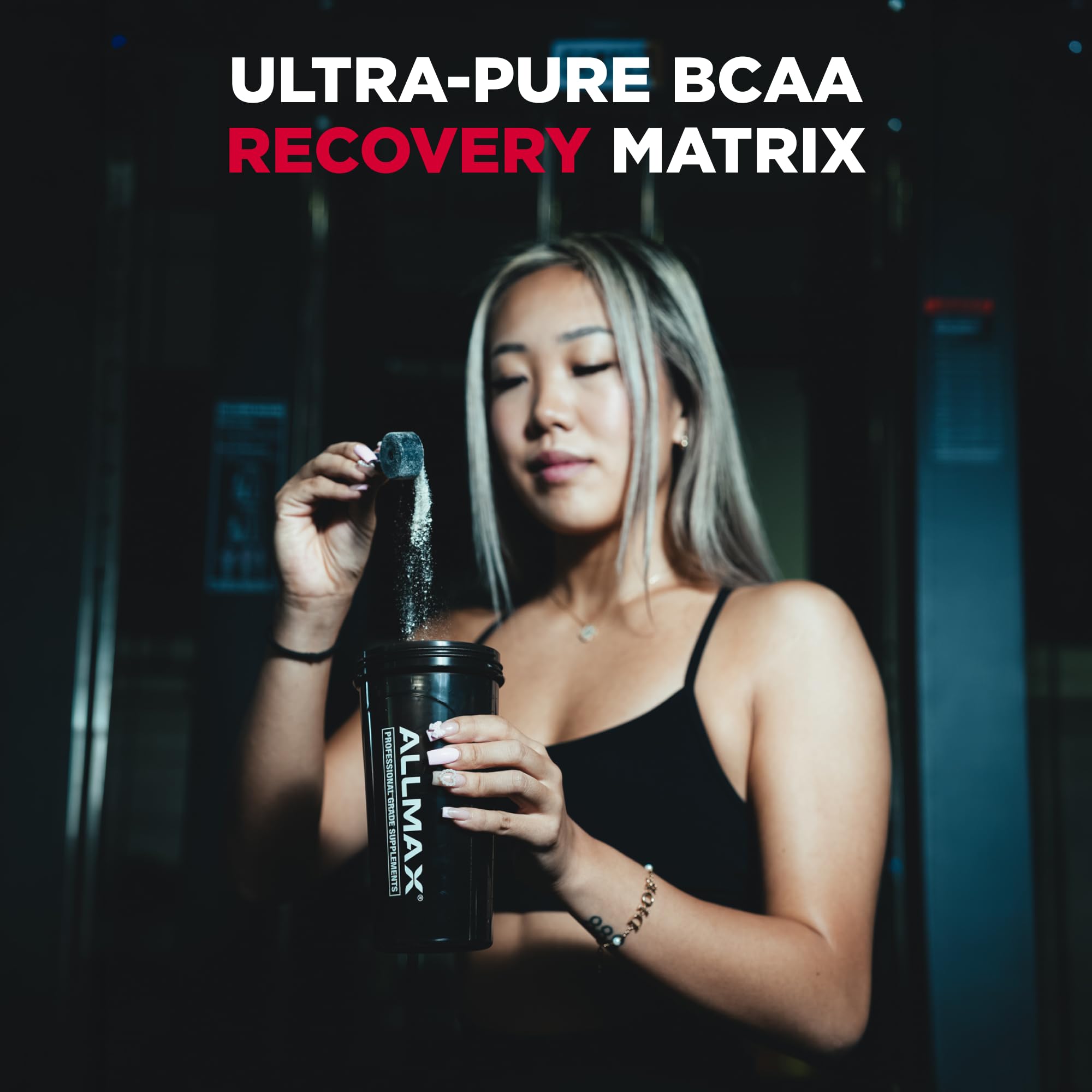 ALLMAX lista de ingredientes clara que evidencia vitaminas B y BCAA