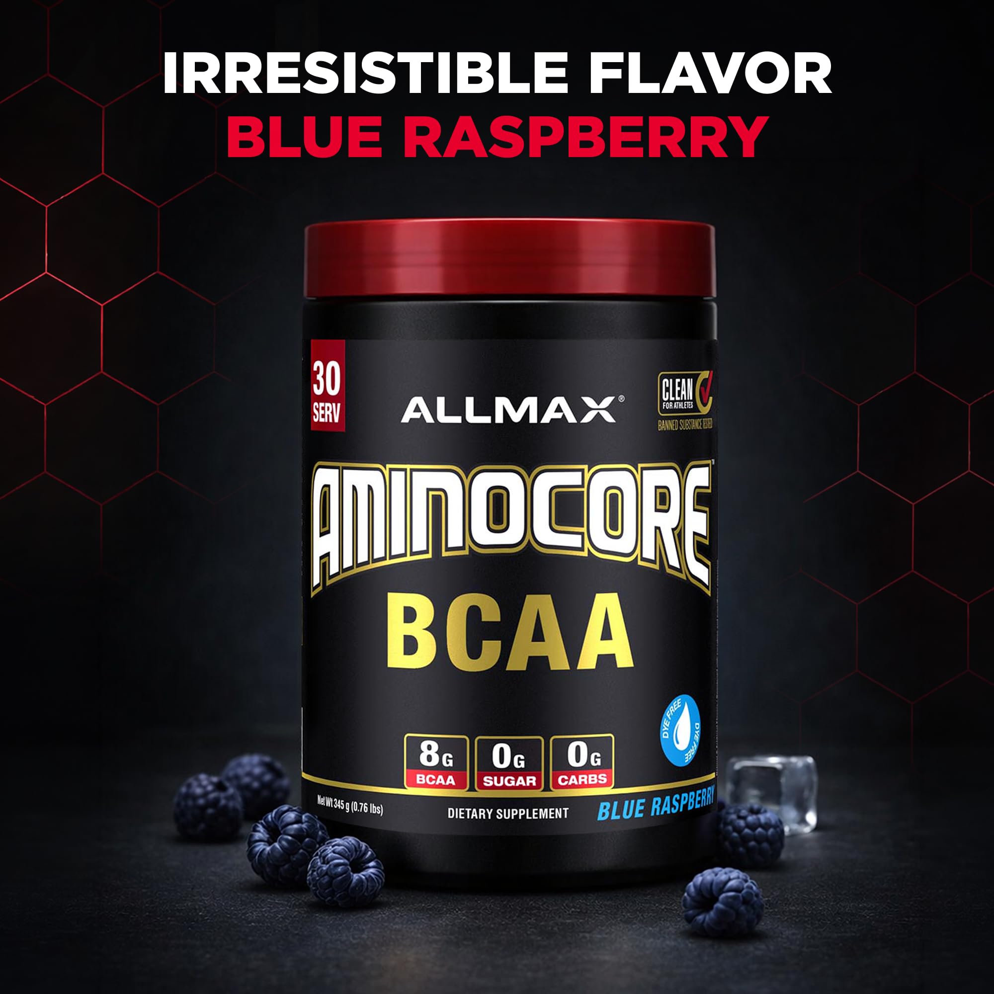 ALLMAX Aminocore cucharada de servicio mostrando porción práctica
