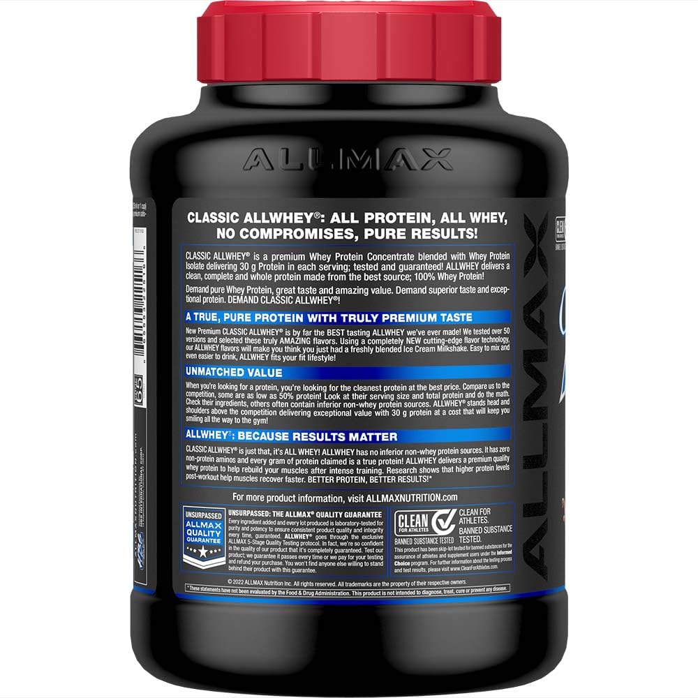 Batido de AllWhey Classic chocolate servido en vaso listo para beber tras entreno
