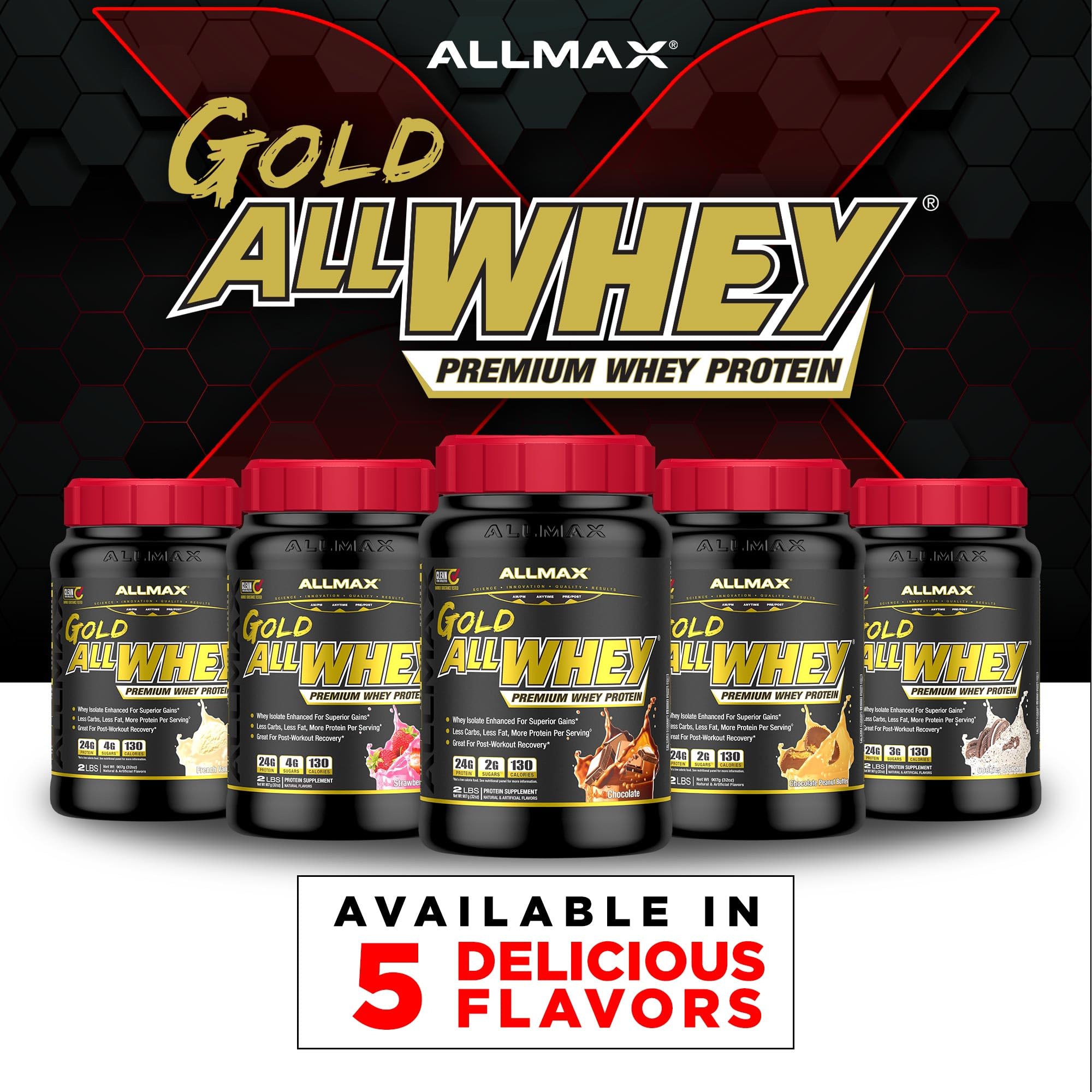 ALLMAX batido de fresa hecho con AllWhey Gold listo después del entrenamiento