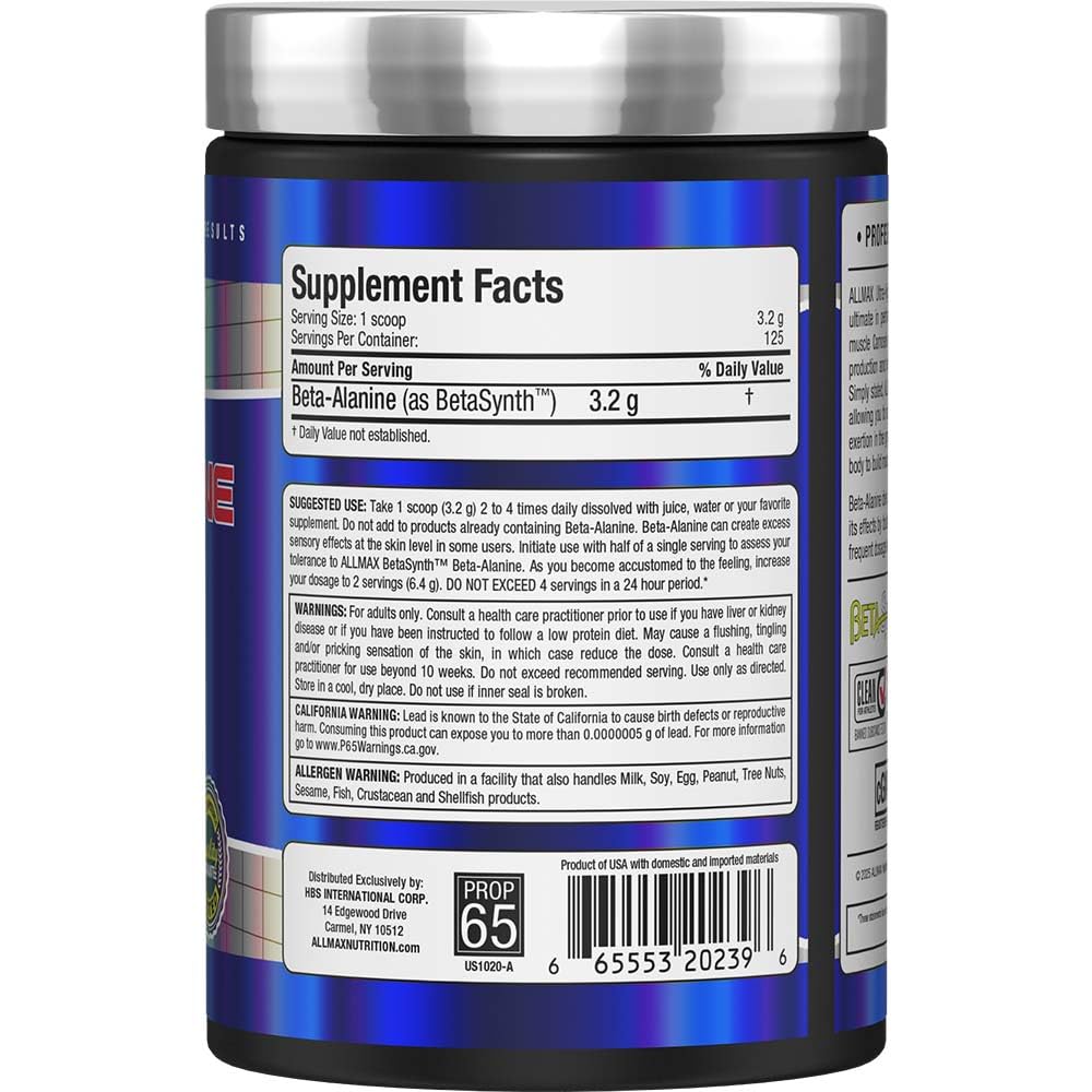 ALLMAX polvo Beta-Alanine mezclado en vaso, disolución rápida y práctica