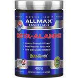 ALLMAX envase frontal del Beta-Alanine mostrando tamaño y pureza