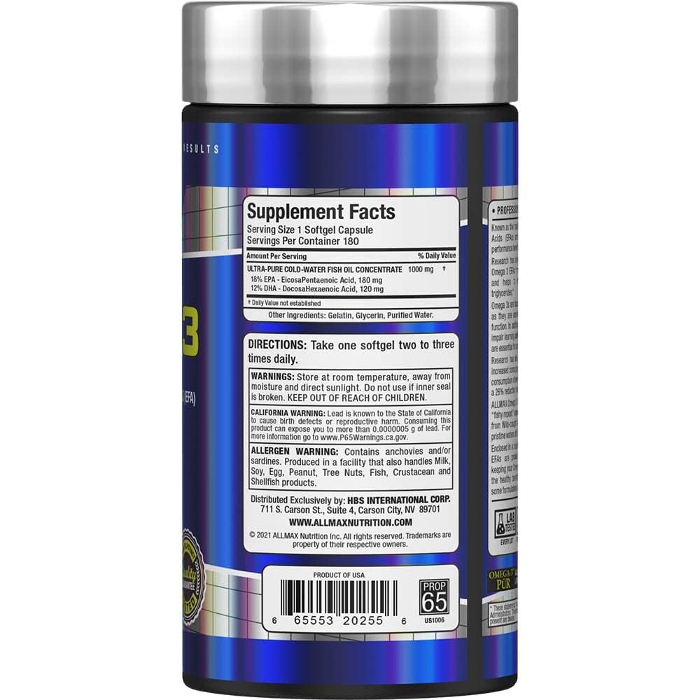 ALLMAX cápsulas junto a vaso de agua, uso diario sencillo y cómodo