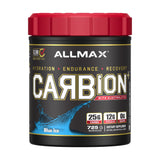 ALLMAX envase frontal CARBION+ Blue Ice mostrando 725 g y 25 servicios, hidratación clara
