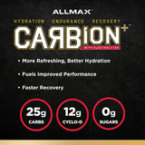 ALLMAX bebida CARBION+ en bidón durante entrenamiento, aporte energético sostenido