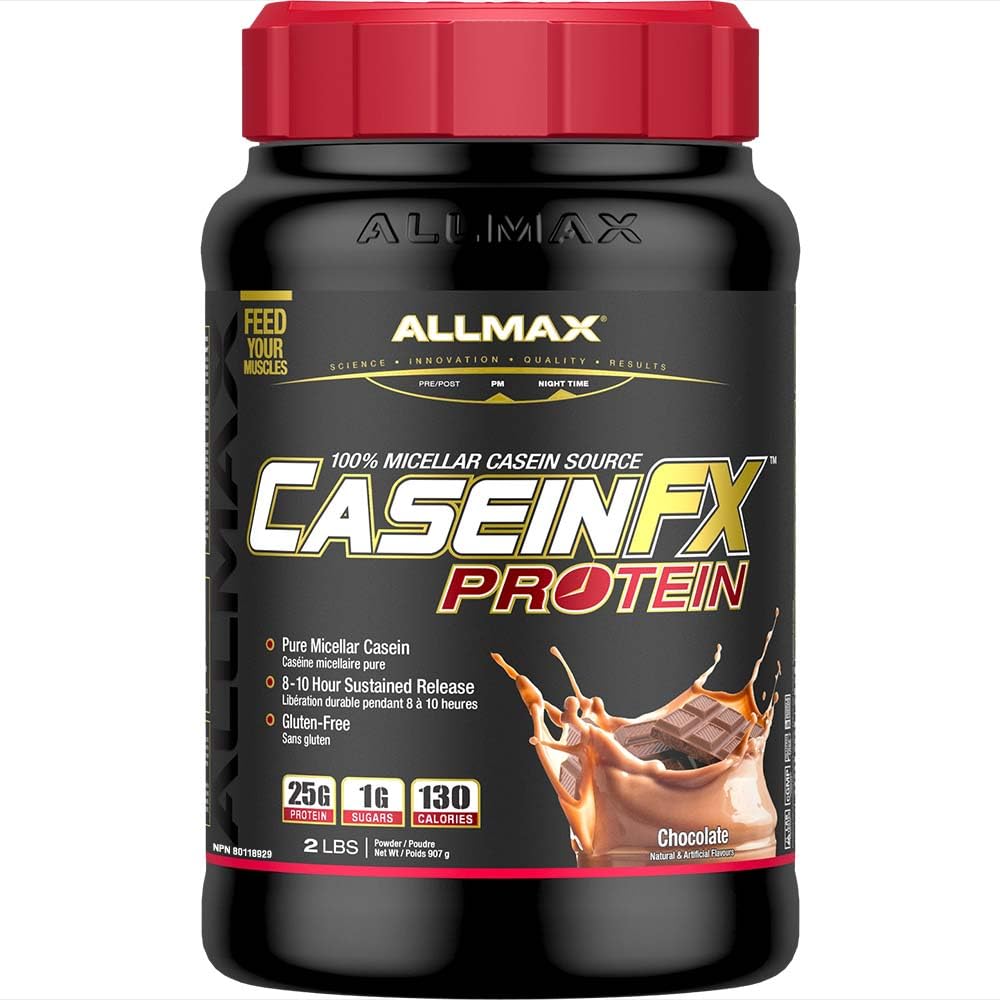 ALLMAX envase frontal chocolate muestra etiqueta y ventajas visibles