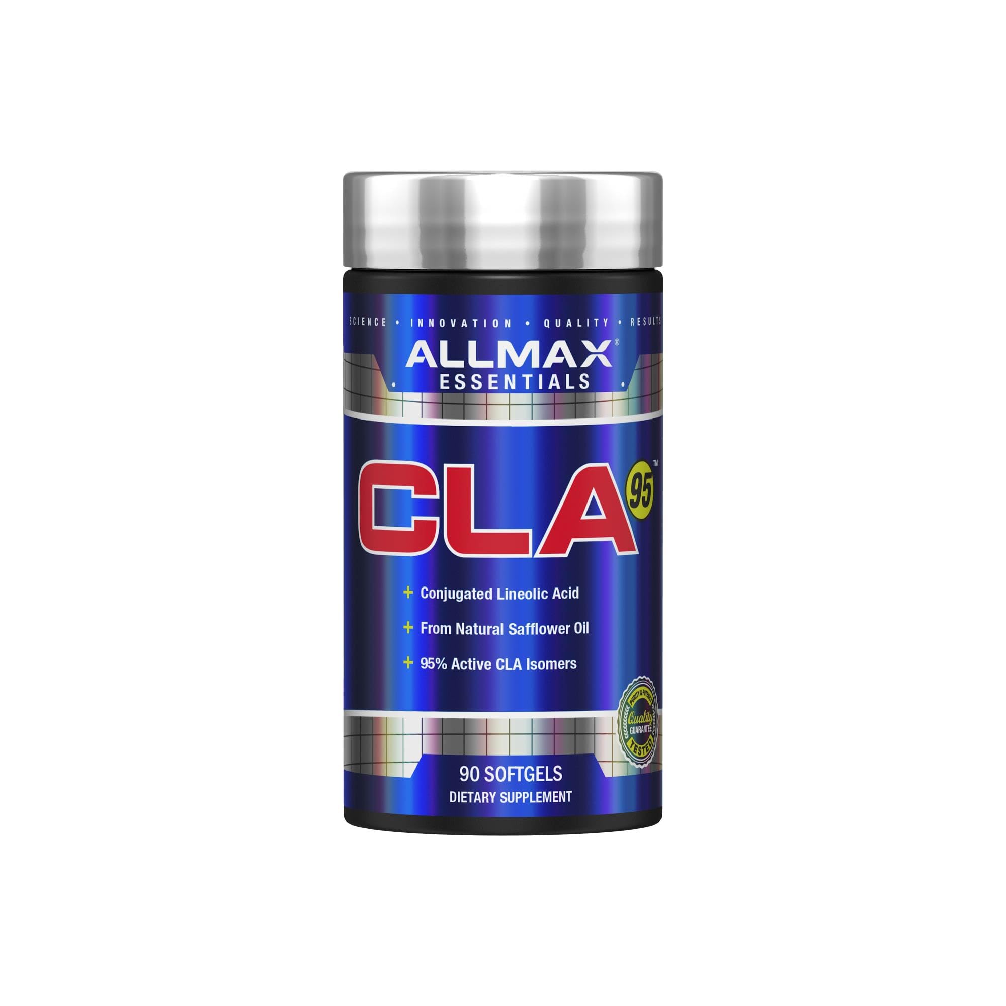ALLMAX botella frontal mostrando 90 cápsulas, práctico para programas diarios