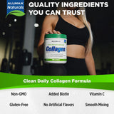 ALLMAX vaso con polvo disuelto sin grumos, evidencia disolución rápida