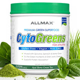 ALLMAX frasco frontal mostrando etiqueta y beneficios del producto