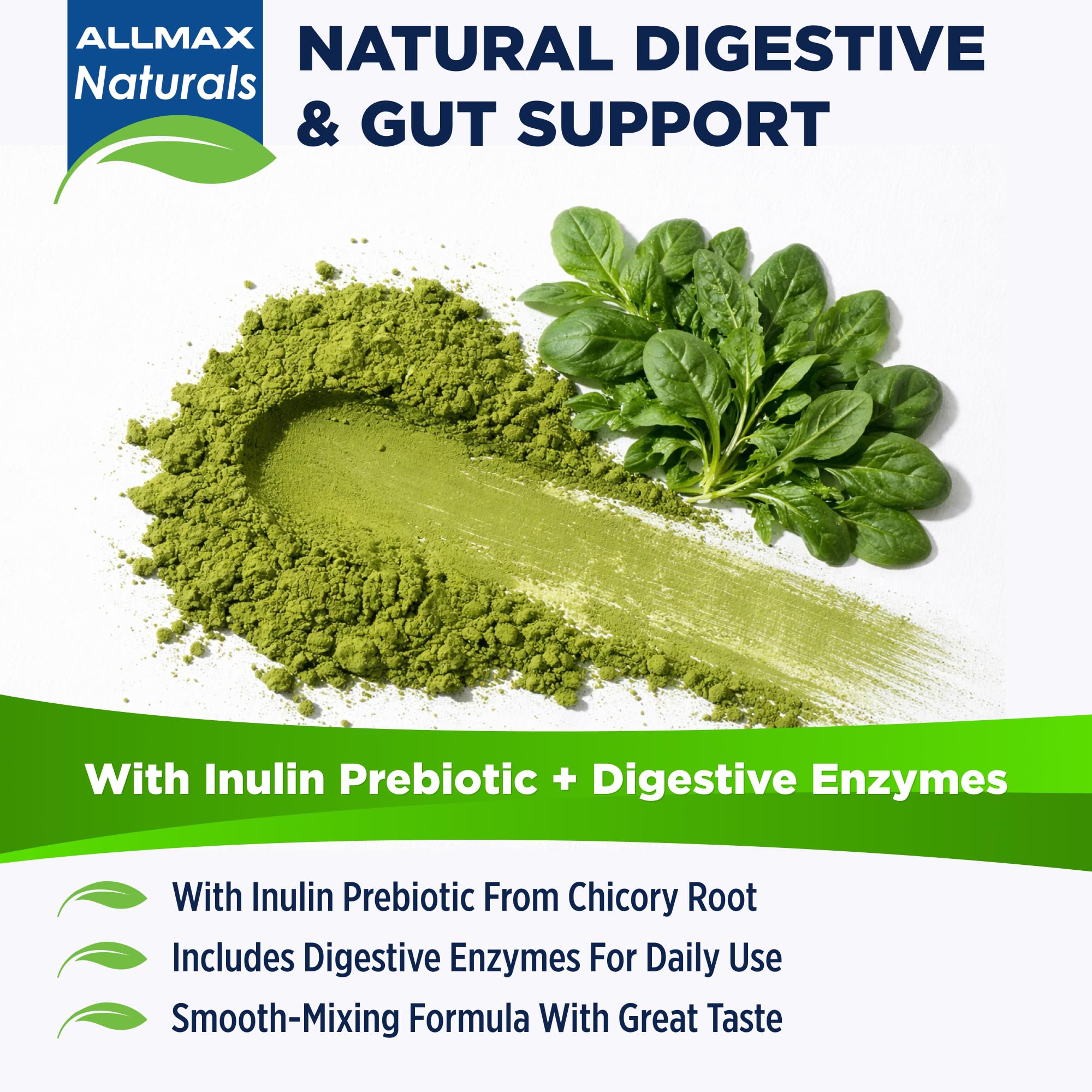 ALLMAX ingredientes espinaca y spirulina que muestran origen vegetal