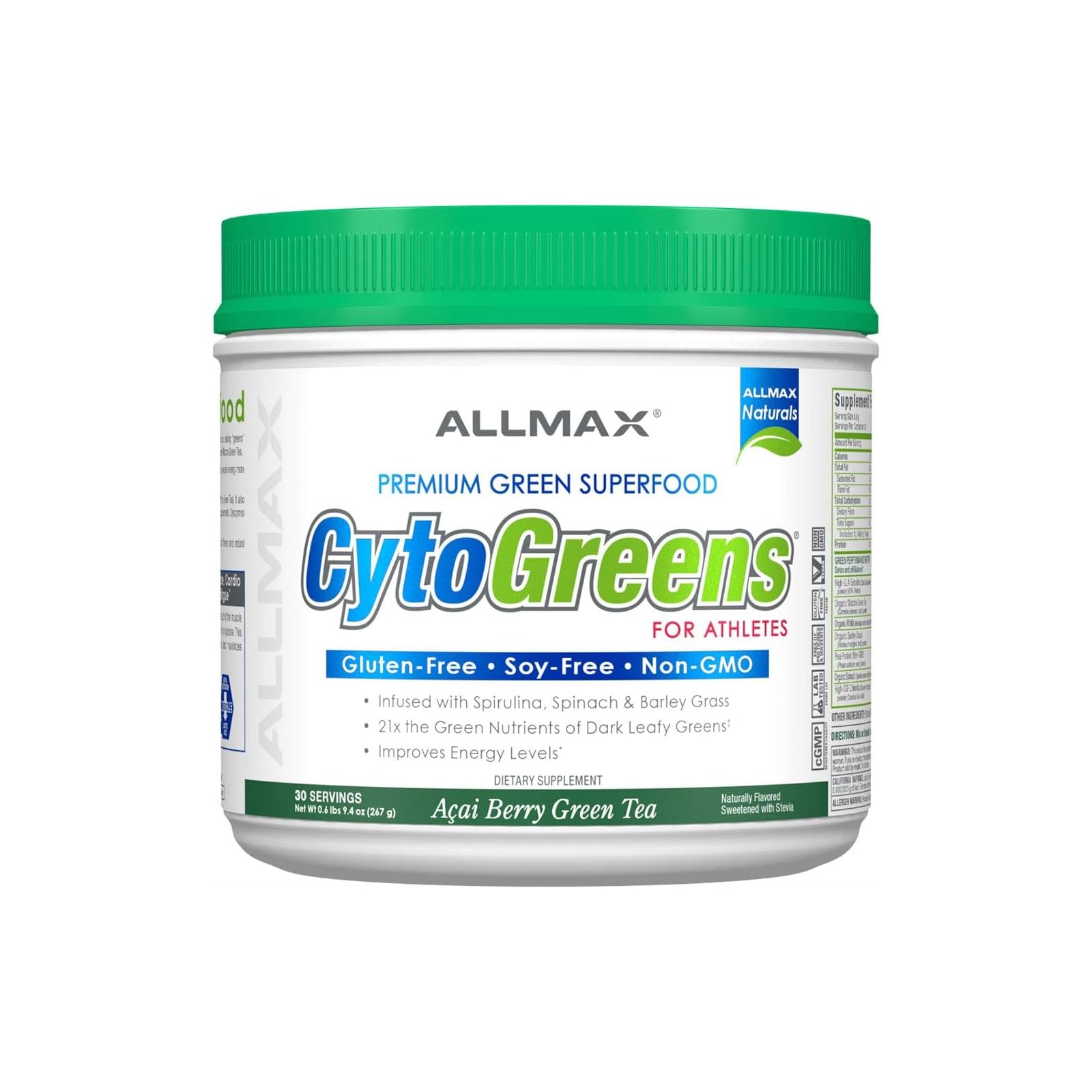 ALLMAX vaso con CytoGreens mezclado listo para beber, conveniencia