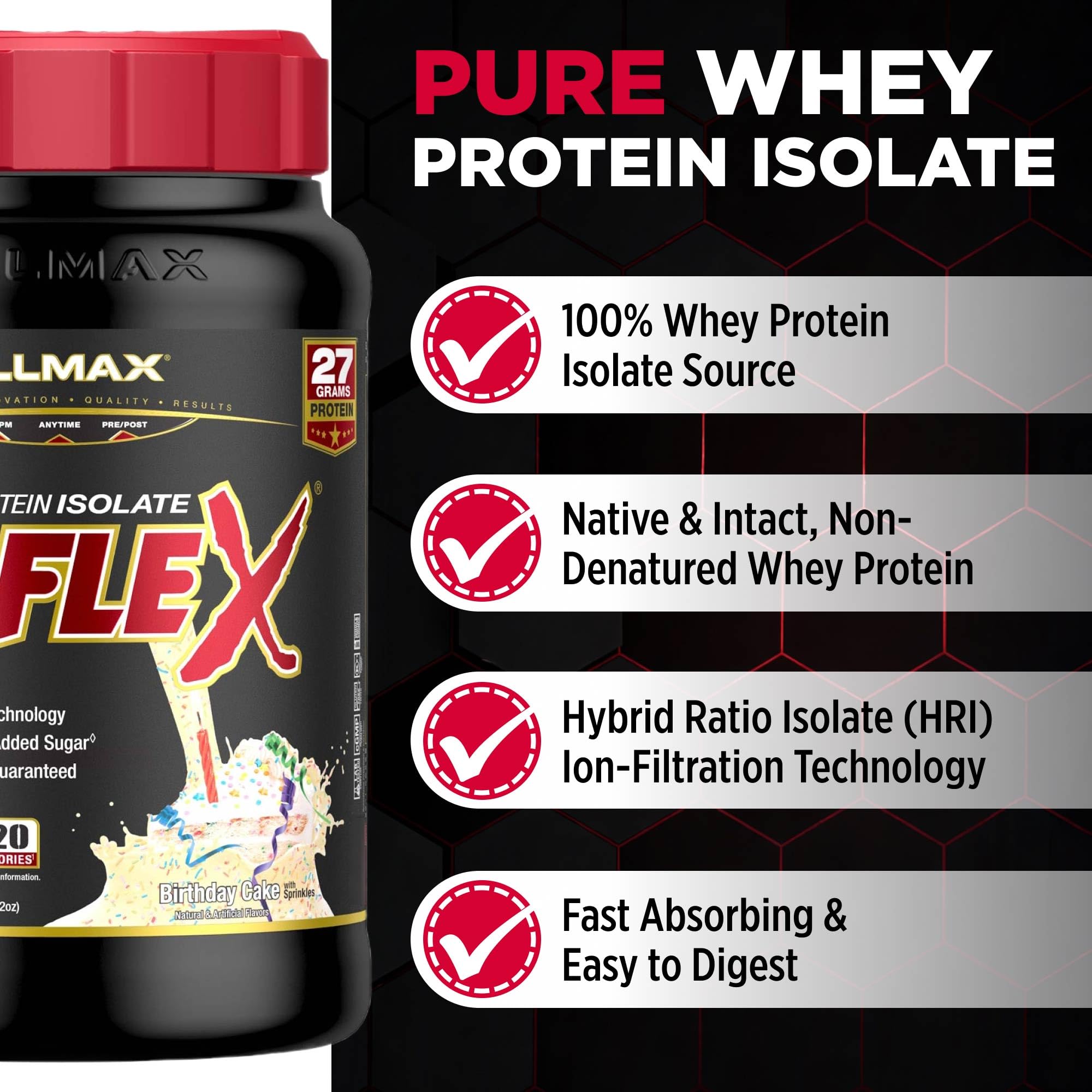 ALLMAX etiqueta nutricional con información clara y beneficio de pureza