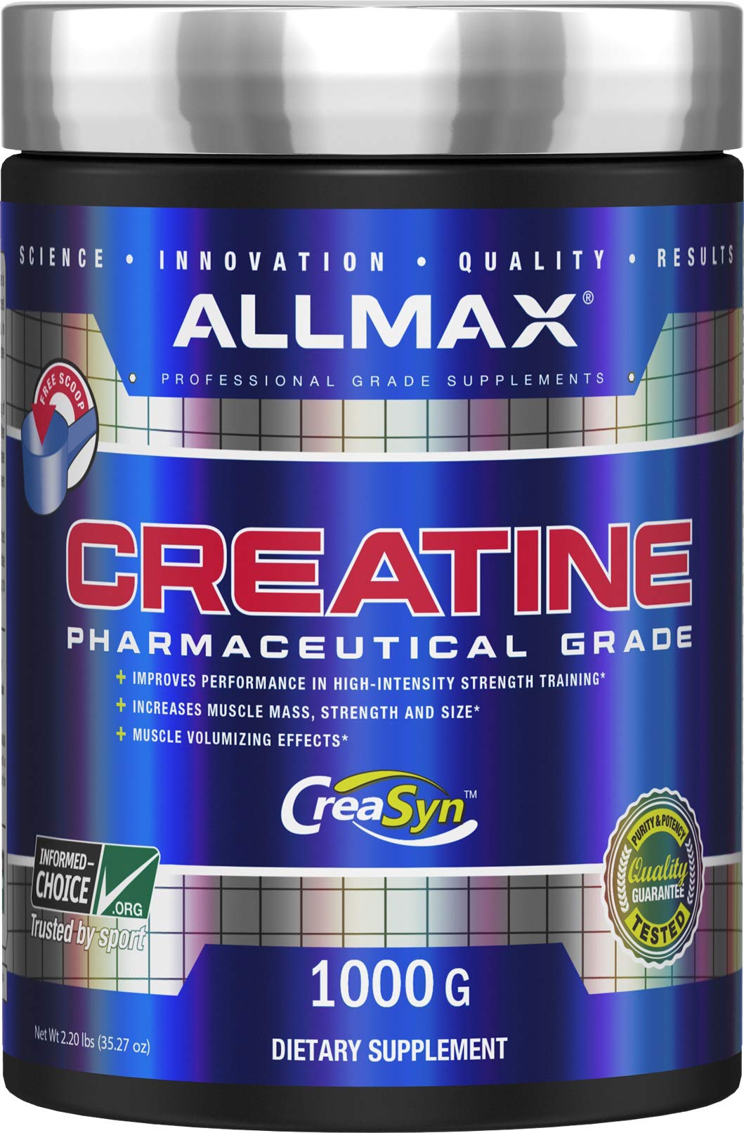 ALLMAX envase frontal mostrando volumen y diseño claro, confianza en calidad