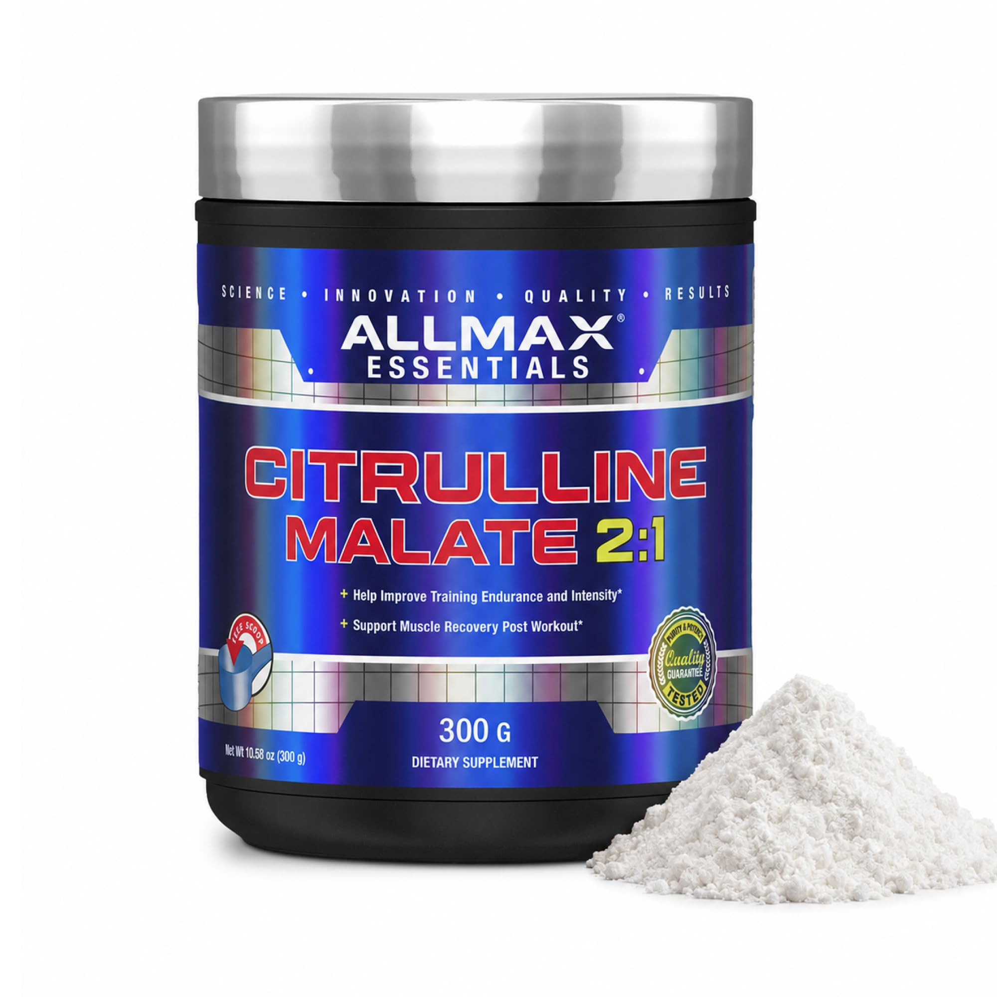 ALLMAX envase frontal de Citrulline Malate muestra presentación clara y segura