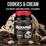 ALLMAX detalle de ingredientes muestra mezcla seis proteínas y calidad