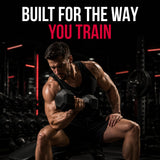 ALLMAX envase 2 lb junto a objetos cotidianos para comparar tamaño y porciones