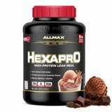 ALLMAX frasco frontal muestra tamaño 5 lb y sabor chocolate beneficios conveniencia