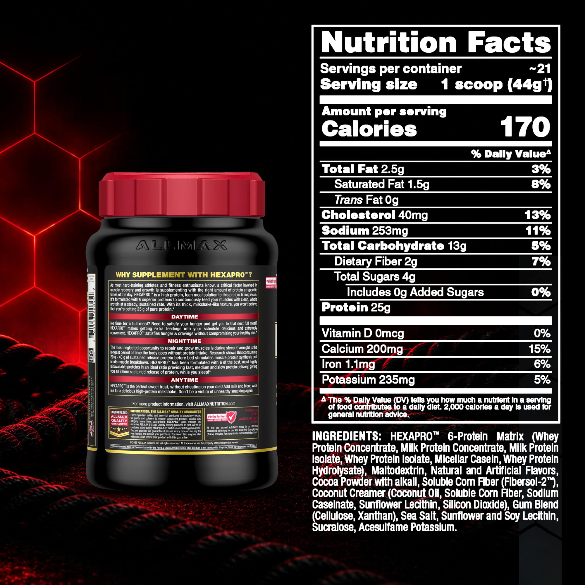 ALLMAX persona en gimnasio mezclando HEXAPRO para recuperación rápida post-entreno