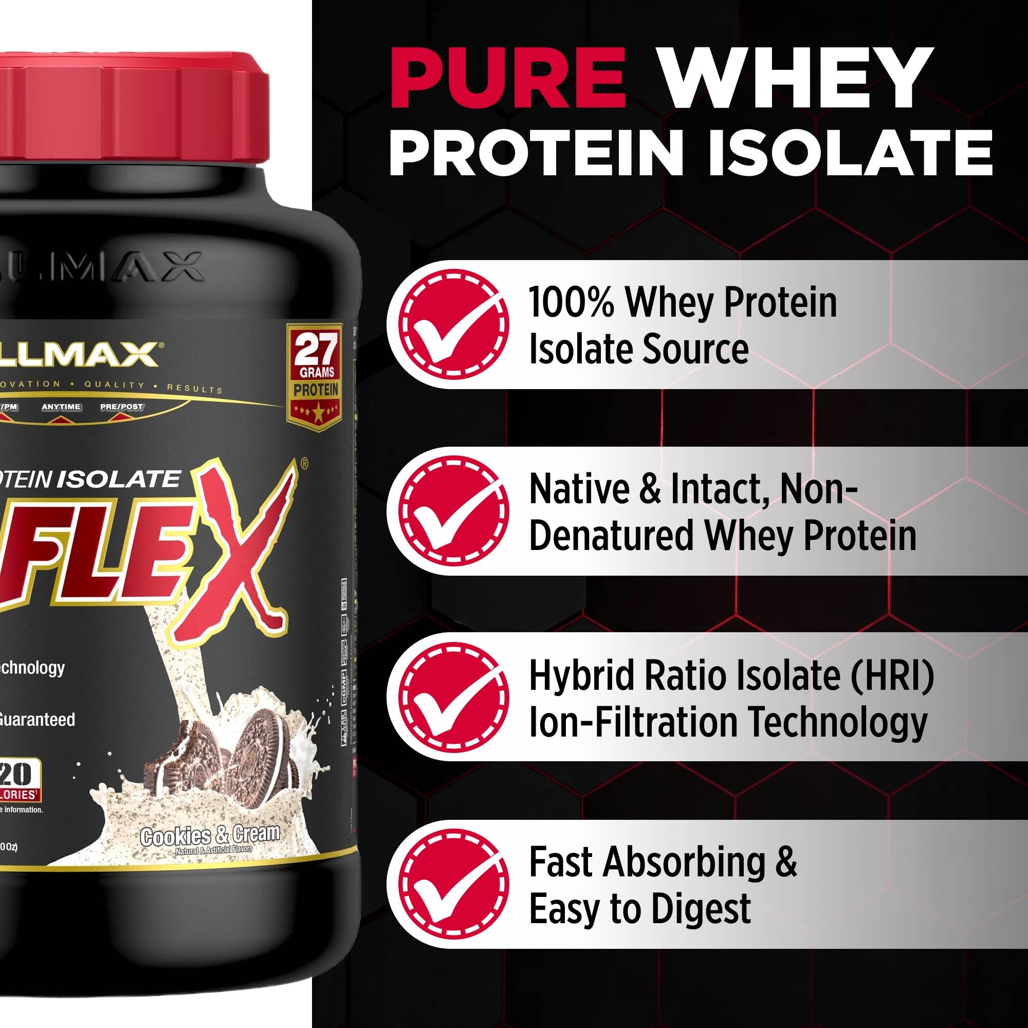 ALLMAX polvo ISOFLEX textura fina que facilita mezcla rápida y uniforme