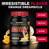 ALLMAX detalle del sabor Orange Dreamsicle, aroma cítrico y cremosidad