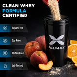 ALLMAX etiqueta nutricional destacando 27 g de proteína por servicio