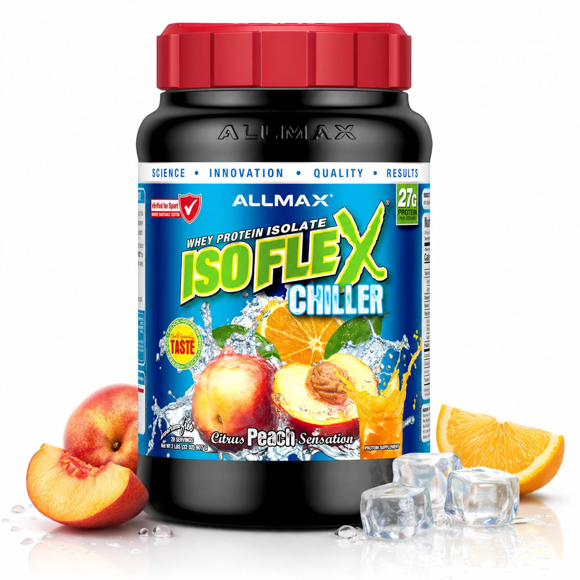 ALLMAX tarro frontal del producto mostrando etiqueta y tamaño