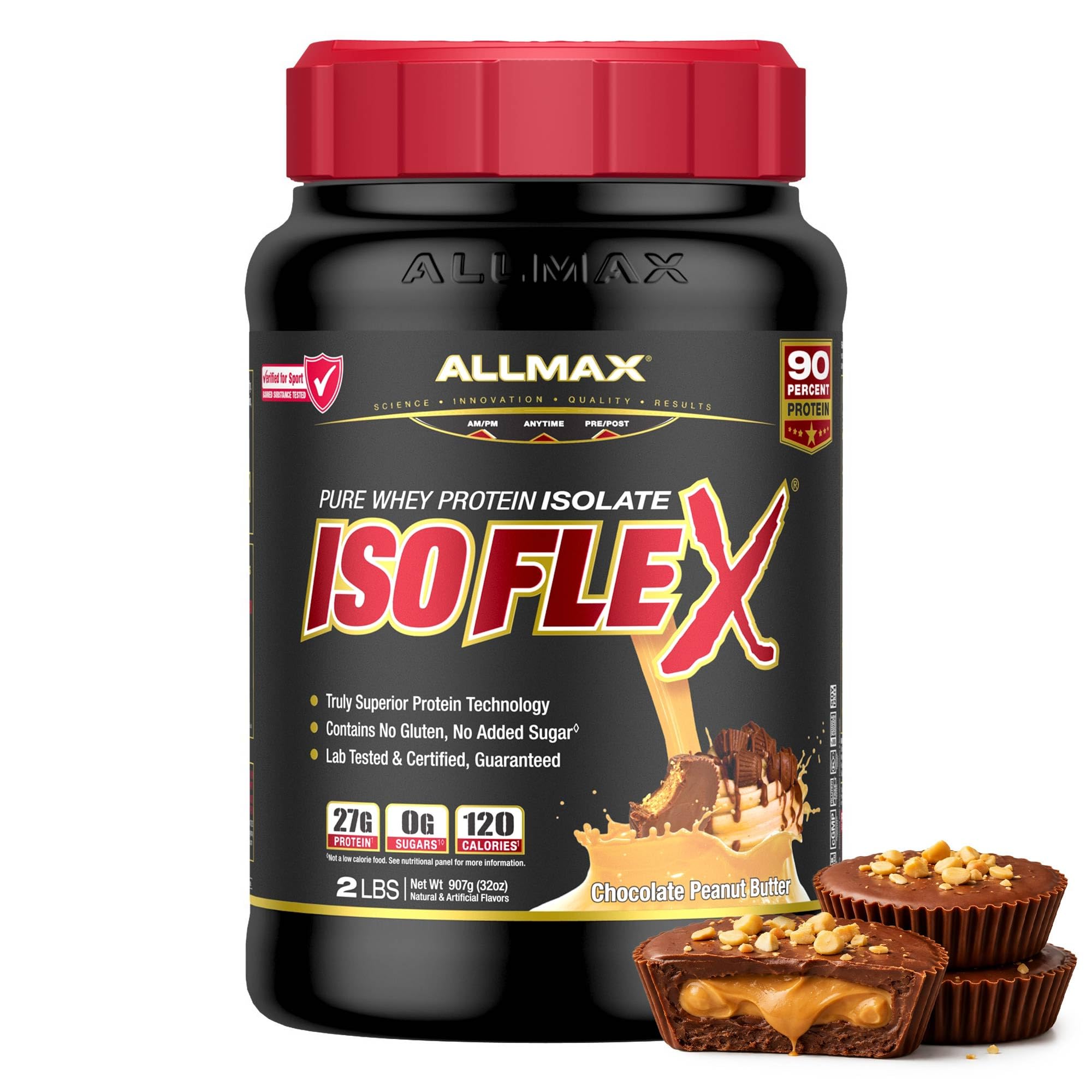 ALLMAX envase frontal mostrando el sabor y beneficio de proteína pura