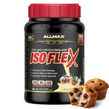 Allmax envase frontal ISOFLEX mostrando etiqueta clara y beneficio de 27g proteína