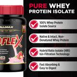 ALLMAX etiqueta y tapa ISOFLEX destaca información nutricional clara