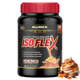 ALLMAX envase frontal Caramel Macchiato con información visible y atractivo