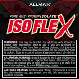 ALLMAX sello sin gluten y sin soya en envase ISOFLEX, apto para intolerancias