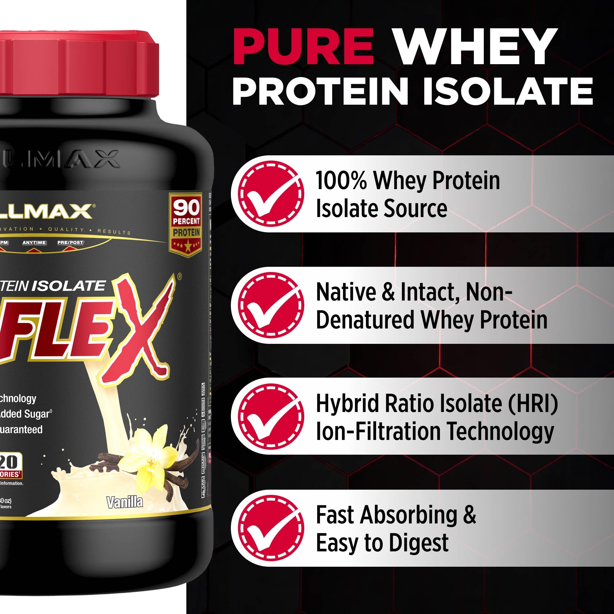 ALLMAX polvo de ISOFLEX textura fina que facilita disolución rápida