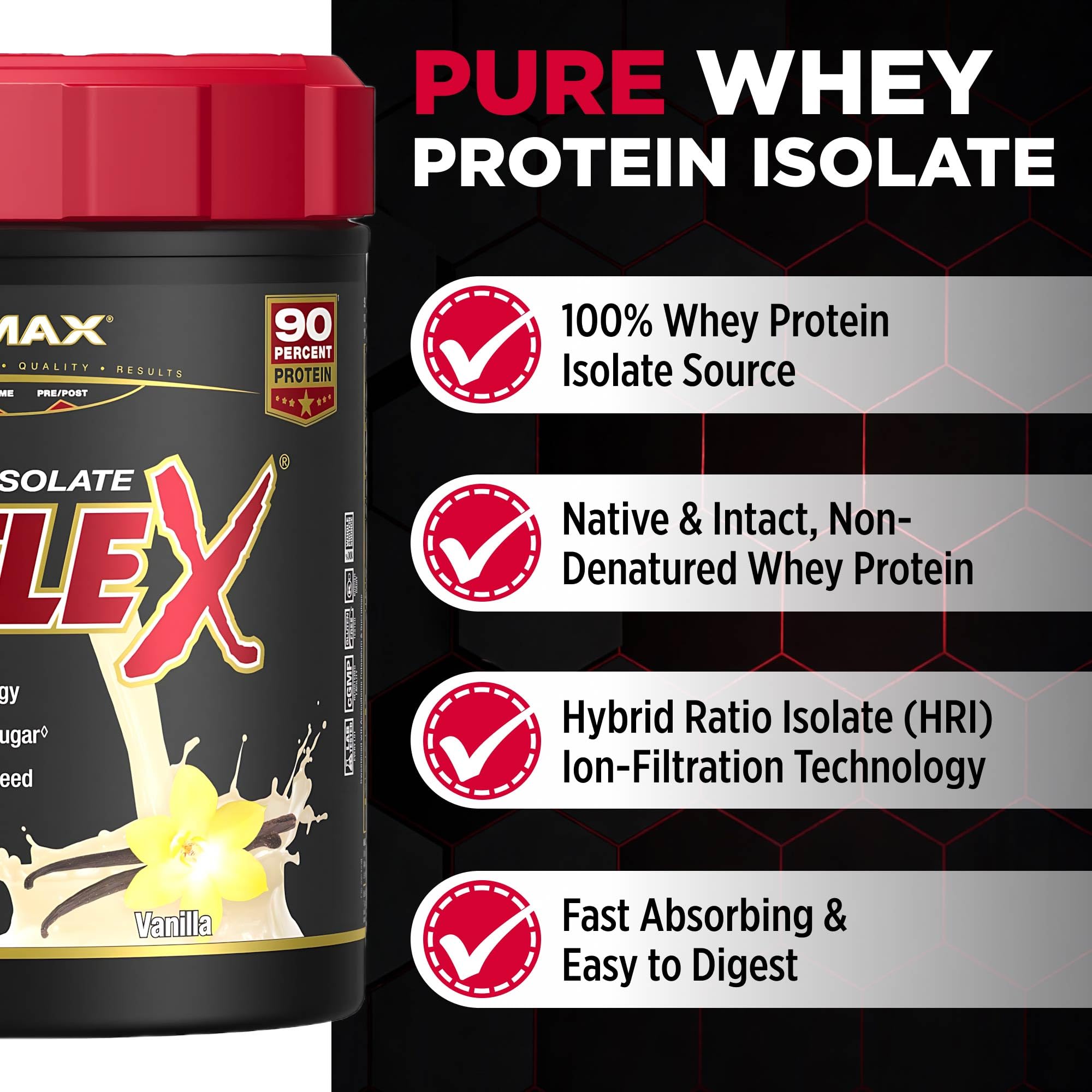 Polvo de ISOFLEX vainilla textura fina lista para mezclar, ALLMAX calidad pura