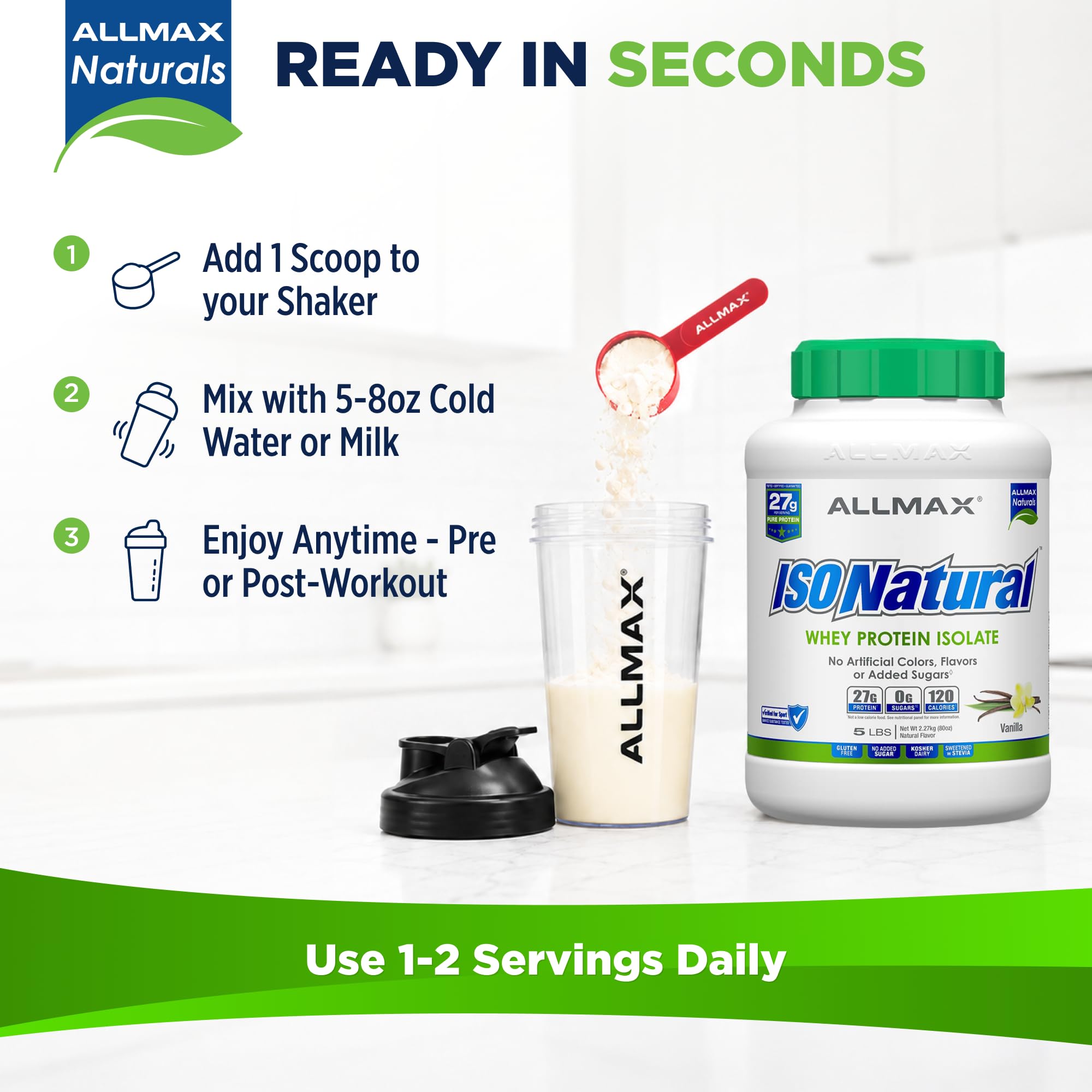 ALLMAX batido de vainilla listo para beber, práctico para recuperar energía