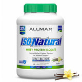 ALLMAX envase frontal que muestra tamaño de 5 lb y sabor vainilla