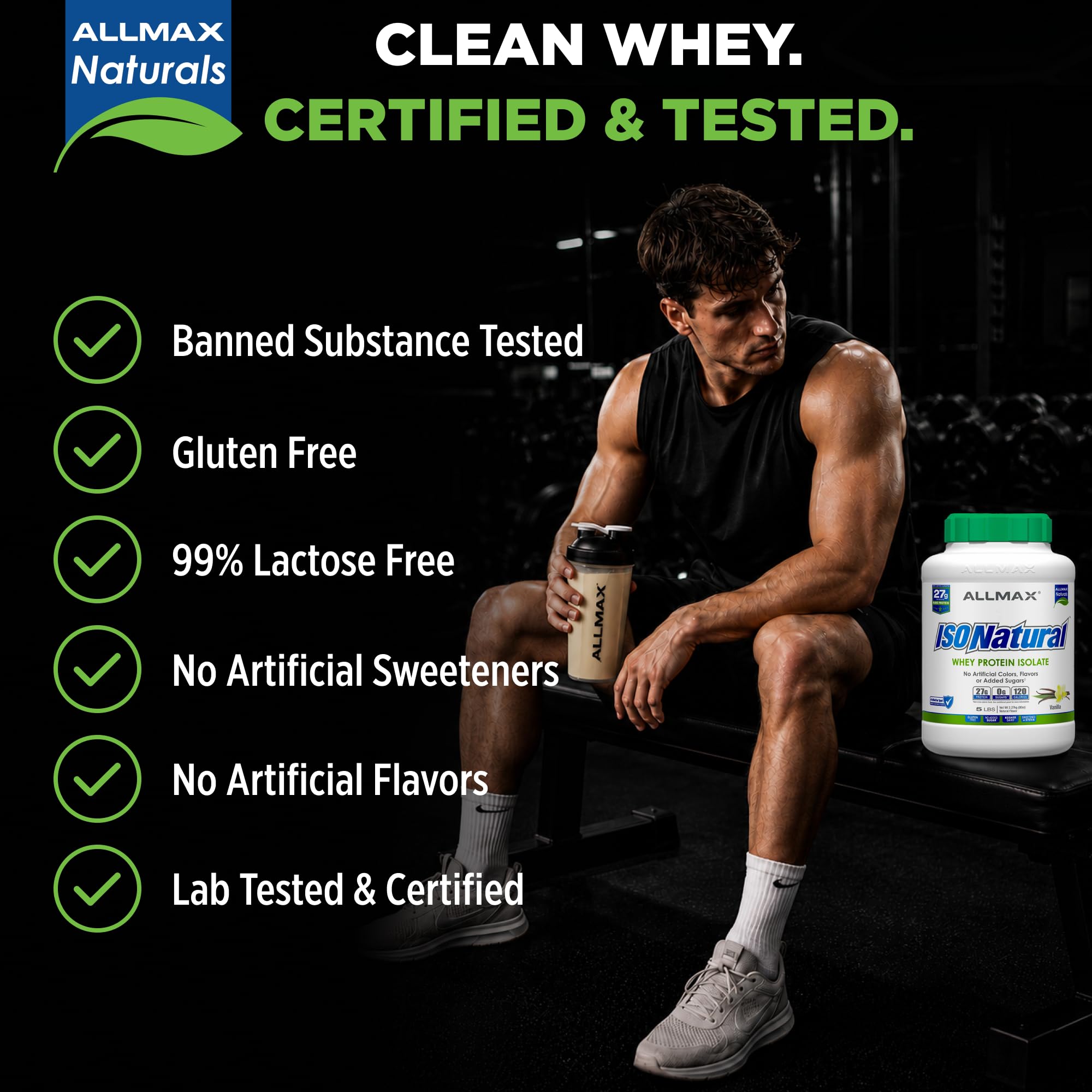 ALLMAX textura fina del polvo de proteína mostrando disolución rápida
